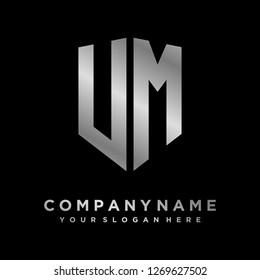 Abstract letter U M shield logo design template