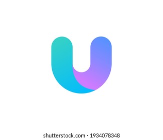 Abstract letter U modern logo icon design concept. Creative bright gradient symbol logotype isolated on white background. Vector illustration.