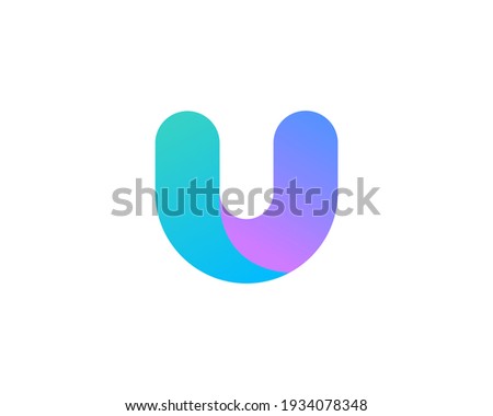 Abstract letter U modern logo icon design concept. Creative bright gradient symbol logotype isolated on white background. Vector illustration.