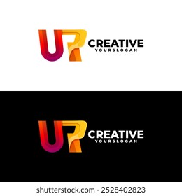 abstract   letter u and r  icon gradient  logo design 