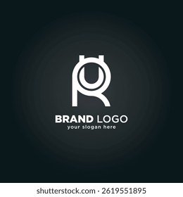 Letra abstrata U e R logotipo do monograma com fundo preto.