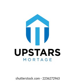 Abstract Letter U sign Vector, Simple Modern Logo Design for Mortgage, Commercial Real estate, and Residential. Up Arrow Icon Template for Success Property Rental Agent.