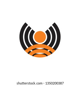 abstract letter u stripes circle signal design logo vector