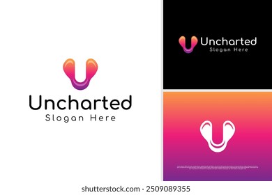 Abstract letter U technology logo design template