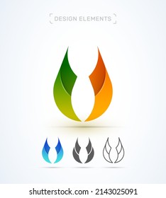 Abstract letter U or V vector logo template. Creative app icon, company sign in flat, 3d, line styles. Origami 