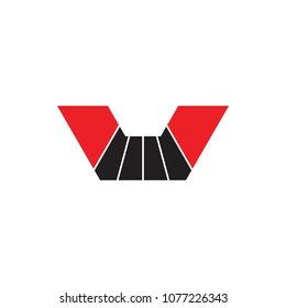 abstract letter u or w stripes path design logo
