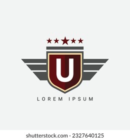 Abstract Letter U wing and king concept Logo Template Design Vector