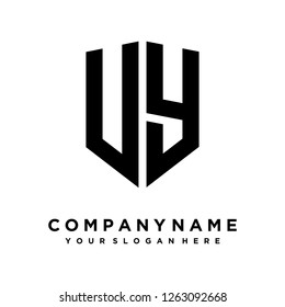 Abstract letter U Y shield logo design template