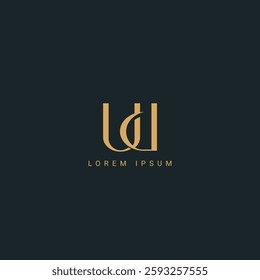 Abstract letter UD or DU monogram logo vector template. Initial based minimal flat icon vector