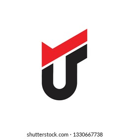 abstract letter uf simple arrow geometric logo vector