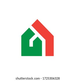 letra abstracta uj forma de casa vector de logotipo geométrico
