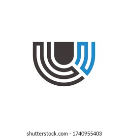 abstract letter un stripes lines geometric design logo vector