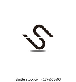 abstract letter us simple geometric line logo vector