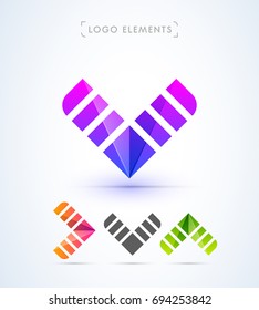 Abstract letter V, A, arrow logo design set