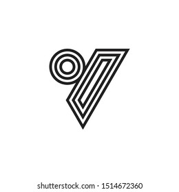abstract letter v circle triangle stripes lines logo vector