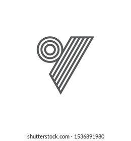 abstract letter v circle triangle stripes lines logo vector