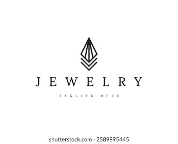 abstract letter V diamond jewelry line logo design