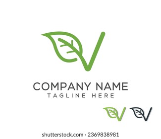 Resumen La carta V eco deja elementos de diseño del logo. Letra V con diseño de logotipo creativo de hoja, logotipo de letra V hoja, plantilla de vector de naturaleza V inicial.