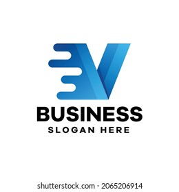 Diseño de logotipo de degradado de letras abstractas V