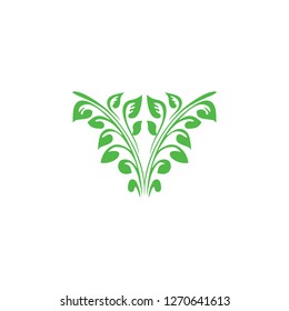 abstract letter v green plant symbol logo vector