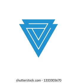 abstract letter v linked triangle arrow geometric logo vector