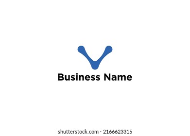 Abstract Letter V Logo. Blue color with Connected Liquid Dots . Usable for Business, Science and Technology Logos. Flat Vector Logo Design Template Element.