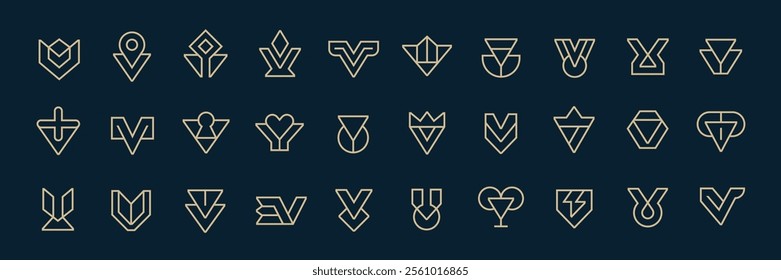 Abstract Letter V Logo Collection with Minimal and Elegant Outline