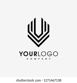 Abstract letter V logo design template. Line creative sign. Universal vector icon. - Vector