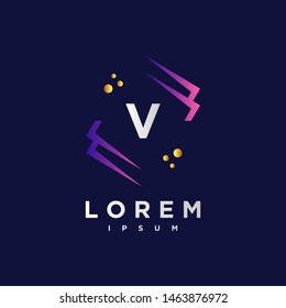 Abstract letter V logo design template. purple and blue Color. creative sign. Universal vector icon.