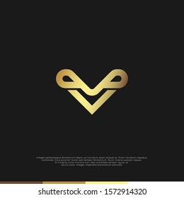 Abstract letter V logo design. Linear creative monochrome monogram symbol. Universal elegant vector icon. Premium business finance logotype.