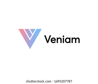 Abstract letter V logo design template. Creative triangle icon sign mark. Universal vector element logotype.