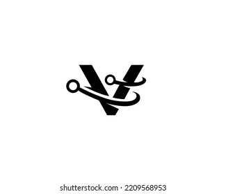 Abstract Letter V Logo Design Template Technology Dot Digital Vector Icon.