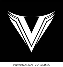 Abstract letter V logo design editable monogram