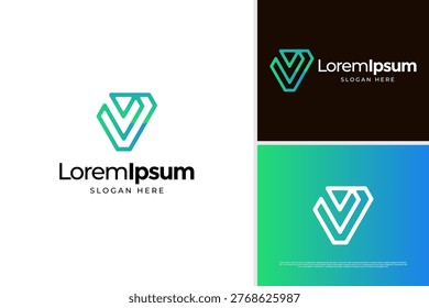 Abstract letter V logo design. Negative space of letter V logo design template
