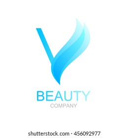 Abstract letter V logo design template with beauty spa salons yoga