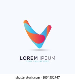 Abstract Letter V Logo. Flat Vector Logo Design Template Element.