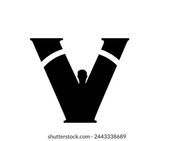 Logo de la letra V abstracta. Triángulo redondeado geométrico con gota de agua líquida de punto. Utilizable para logotipos médicos de empresas y de asistencia sanitaria. Plantilla de diseño de logotipo de vector plano.