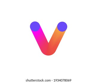 Letra abstracta el diseño del icono del logotipo V estilo moderno mínimo. Logotipo creativo a partir de formas y círculos degradados. Logotipo de marca de símbolo del emblema del vector universal.