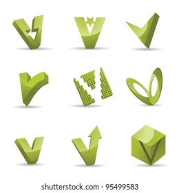 Abstract Letter V Logo Symbol Icon Set EPS 8 vector, grouped for easy editing. No open shapes or paths.