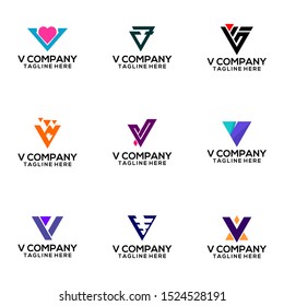 Abstract Letter V Logo Template Vector. Alphabet Logo Concept