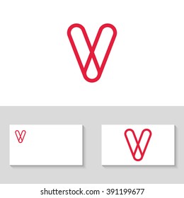 Abstract letter V logo template. Letter V icon. Business logo template. Isolated logo on white background. Monogram. Unusual logo. Minimalistic logo. Minimal logo