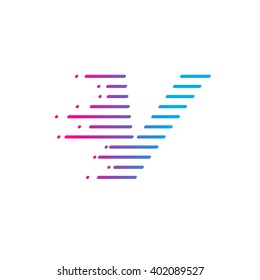 Abstract letter V logo,fast speed, moving,delivery,Digital
