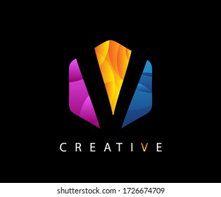 Abstract Letter V Modern Hexagon Logo Design.