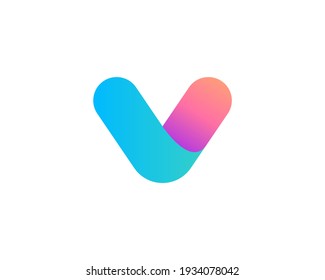 Abstract letter V modern logo icon design concept. Creative bright gradient symbol logotype isolated on white background. Vector illustration.