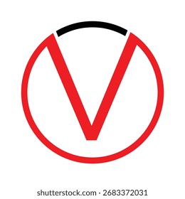 Vector Abstractas del logotipo del monograma de la letra V - icono rojo de la V en círculo para la victoria, la verificación, y la marca Corporativa moderna de la identidad