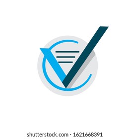 abstract Letter V with note paper vector Logo design template.