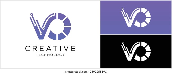 Abstract letter V O circle logo design Template Vector Illustration. icons for business of technology.