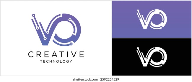 Abstract letter V O logo design Template Vector Illustration. icons for business of technology, elegant, simple.