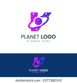Abstract Letter V For Planet Logo Design Inspirations