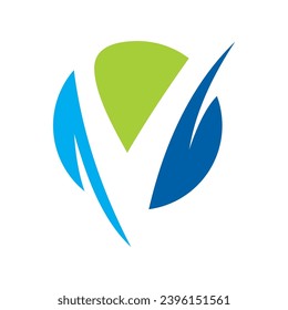 abstract letter v round logo